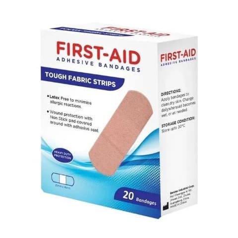 First Aid – Tough Fabric Strip Bandages 20’S -25mm76mm