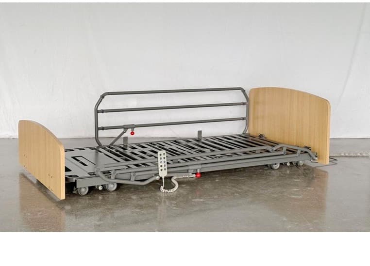 5-Function Electric Home Care Bed with Wooden Headboards and Safety Side Rails