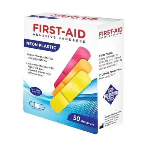 First Aid – Neon Plastic Bandages 50’s -19mm X 76mm