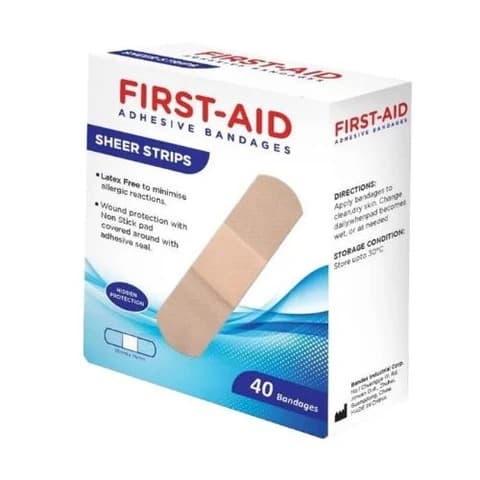 First Aid – Sheer Strip Bandages 40’S-19mm X 76mm