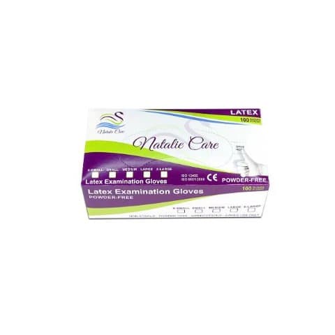 Natalie Care Latex Powder Free Gloves White Large Size – 100 Pcs