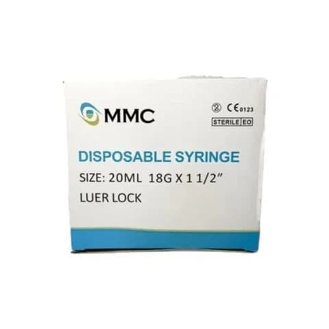 MMC – Disposable Syringe 20ml, 18G x 1-1/2” – GENC-1669