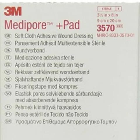 Medipore + Pad Soft Cloth Adhesive Wound Dressing, 3570 (10cm x 20cm)