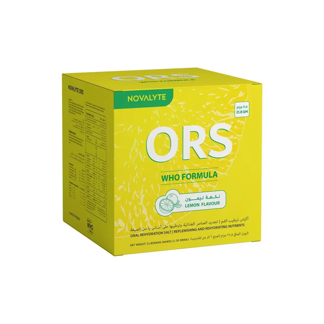 Novalyte ORS – Lemon Flavour, 21.8 g × 10 Sachets - FastOnMed Healthcare UAE