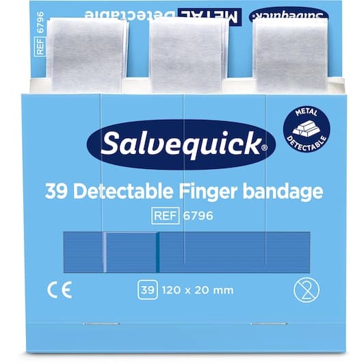 Salvequick Blue Detectable Finger Plasters – 120 × 20 mm | 6796