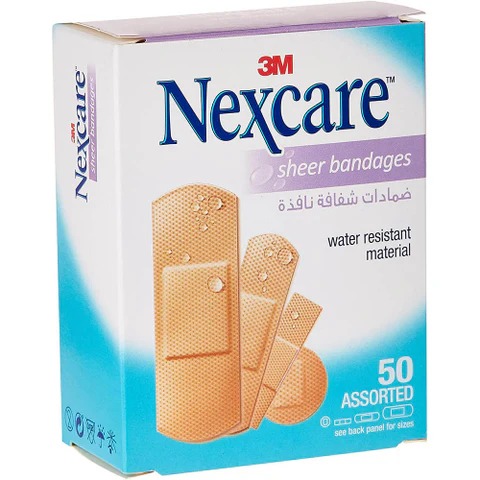 Nexcare – 658-50 Sheer Bandages, Assorted, 50/Box